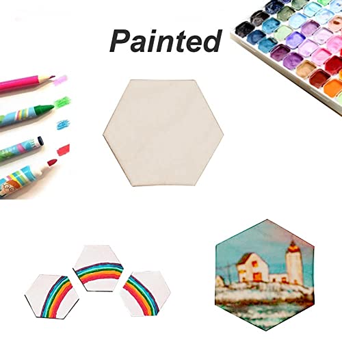 Unfinished Hexagon Wood Pieces, 30 Pcs Wood Cutouts(3.5" X 3"), Wood Pieces For Crafts, Hexagon Wood Slices For Diy Arts Hobbies Christmas Decorations #TOP3