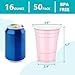 LANLISA 50 Light Pink Plastic Cups, 16 oz Disposable Cups, Drinking Cups For Birthday Party, Valentines, Baby Shower, Easter Party, Mothers Day