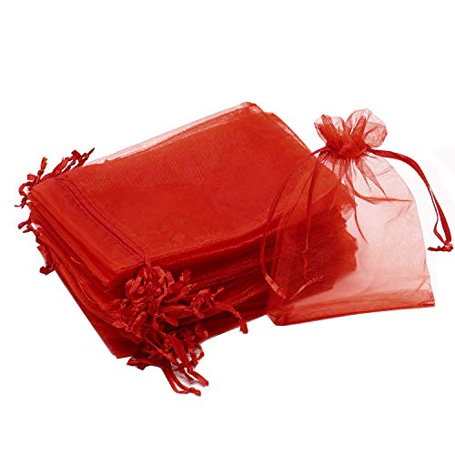 Bezall 100 Small Red Organza Bags 3x4 Inch | Mubboo