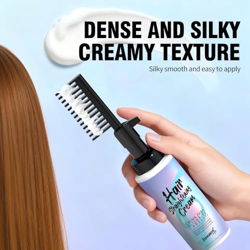 gowwim Hair Straightening Cream With Comb Long-Lasting Frizz Control Heat Protection up to 230°c (450℉) Plant Extracts Nourishing Smoothing Straightener Cream for Frizzy & Curly Hair 100g/3.53 Fl Oz - Thumbnail 2