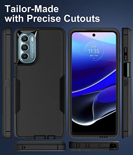 Dahkoiz For Motorola Moto G Stylus 5G (2022) Case With Screen Protector [Tempered Glass] And Dust-Proof Cap, Support Magnetic Car Mount, Full Body Silicone Rubber Cover Phone Case, Black #TOP7