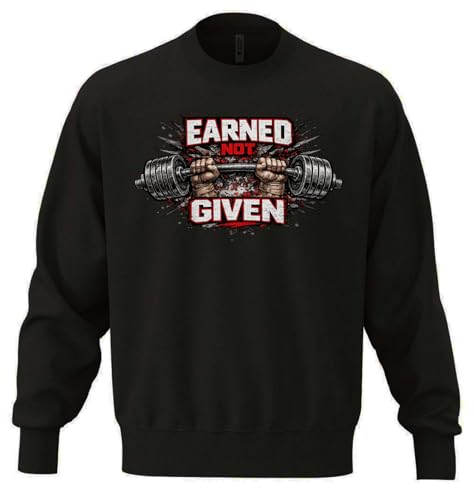 Strength Earned Through Hard Work Unisex Oversize Cotton Blend Heavyweight Sweatshirt Black XXX-Large