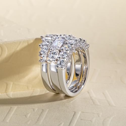 Cubic Zirconia Stackable Wedding Band Eternity Rings 5A Grade CZ Bridal Set Engagement Anniversary Band Ring for Women Size 5-93