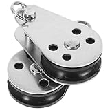 Kisangel ステンレス製ボート滑車│耐久ボートデッキハードウェア│ヨット カヤック用ローププーリー│海洋アウトドア向け 2個セット