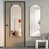 Kasibie Arched Full Length Mirror, 47"x14.5" Wall Mounted Mirror, Over The Door Hanging Mirror, Leaning Against Wall Mirror, Sleek Arched Mirror for Bedroom Living Room (White)