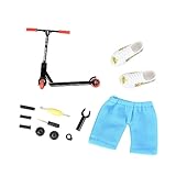 ZEZEFUFU Mini Black Finger Scooter Kit Set Toy w/Pants & Shoes Kids Interactive Toys