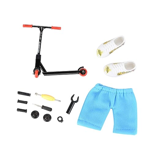 ZEZEFUFU Mini Black Finger Scooter Kit Set Toy w/Pants & Shoes Kids Interactive Toys