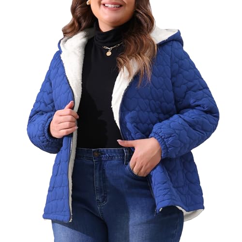 Agnes Orinda Plus Size Coat: Cozy Royal Blue Lightweight Puffer Jacket with Hood and Pockets for Effortless Style - Image 2
