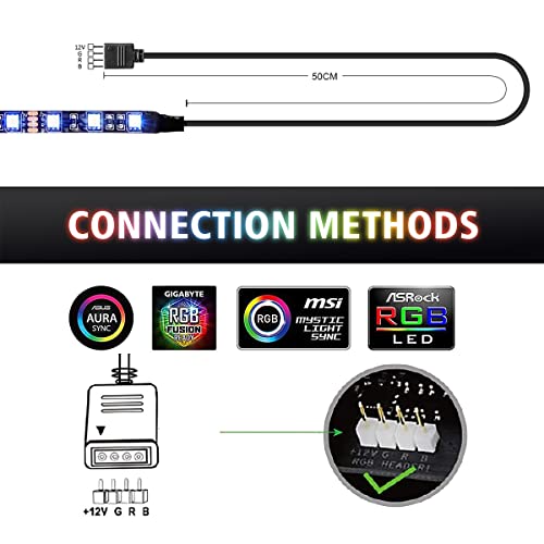 Vrabocry Led Rgb Pc Light Strip 1Pcs 19.7In Rgb Led Strip For 12V 4-Pin Rgb Led Headers For Asus Aura Sync, Gigabyte Rgb Fusion, Msi Mystic Light, Asrock Rgb #TOP2