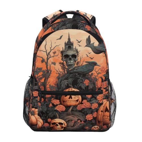 Sac à dos scolaire pour filles et garçons avec motif citrouille