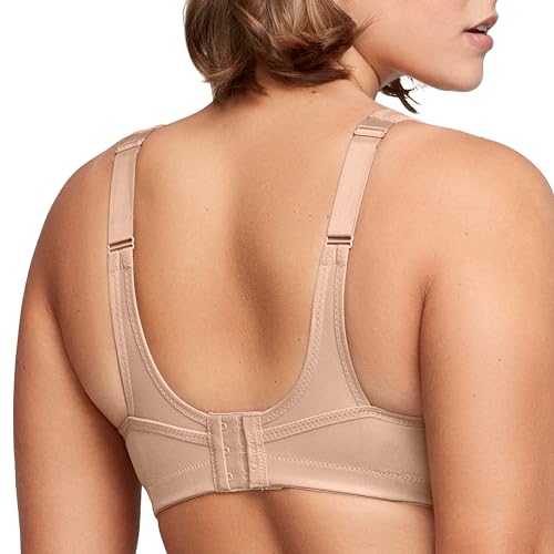 Full Figure Plus Size No-Bounce Camisole Sports Bra Wirefree #1066 Café - Thumbnail 2