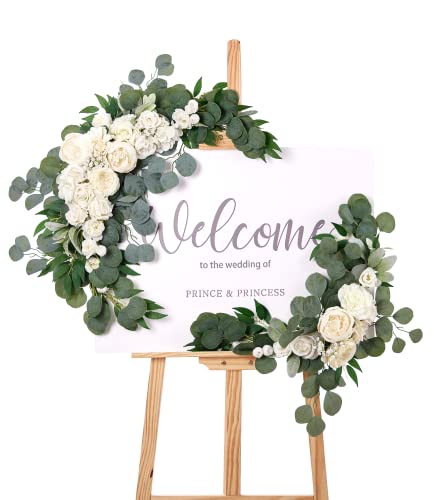 Misspin Artificial Wedding Arch Flowers Kit(Pack Of 3), Wedding Arch Draping Fabric Wedding Flowers Garlands Floral Arrangement Swag For Ceremony And Reception Backdrop Decoration(Cream White) #TOP3