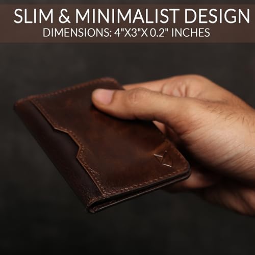 FOXHACKLE Leather Credit Card Wallet for Men and Women, Thin Bifold RFID Blocking Wallet, Slim Front Pocket Minimalist Card Holder Wallet, Small Card Case