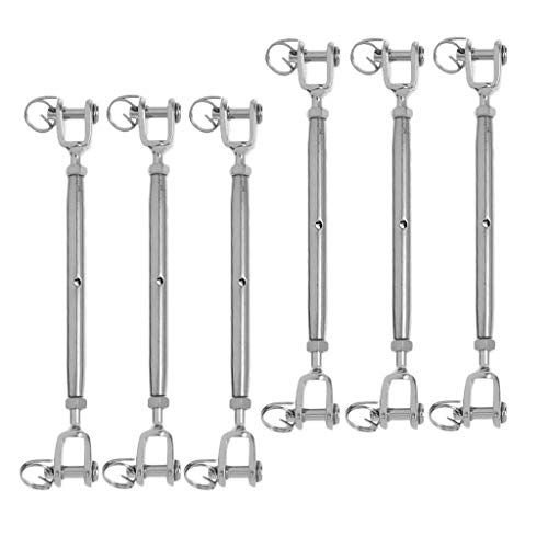 Shamjina 6 Pieces 316 Stainless Steel Jaw Turnbuckles Rope Rigging Screw For Sailboat #TOP4