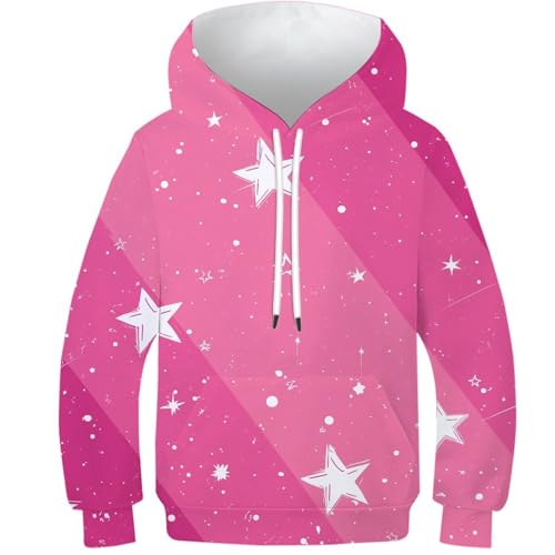 Pull à manches longues sans irritation sweat à capuche étoile rose ados avec poche