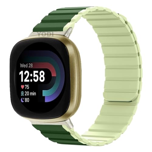 Image of YODI Watch Band Compatible with Fitbit Versa 4 / Fit bit Versa 3 / Fitbit Sense /Sense 2 Band, Soft Replacement Silicone Wristband for Women Flexible Waterproof Sport Watch Strap for Men Large