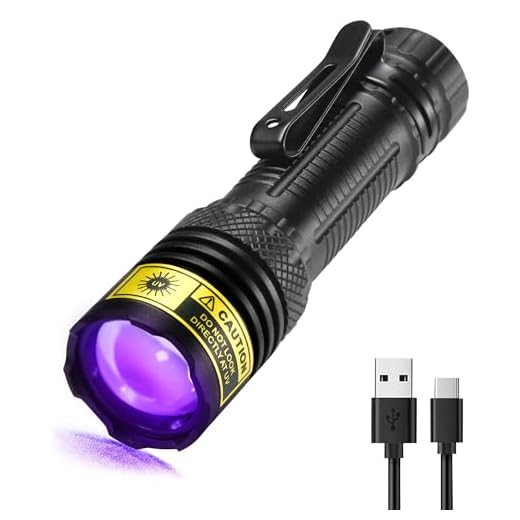 DARKDAWN UV Flashlight 395nm Black Light Mini USB Rechargeable Ultraviolet LED Blacklight Woods Lamp Powerful Fluorescent Portable Detector for Pet Urine Stains, Scorpions, Resin Curing