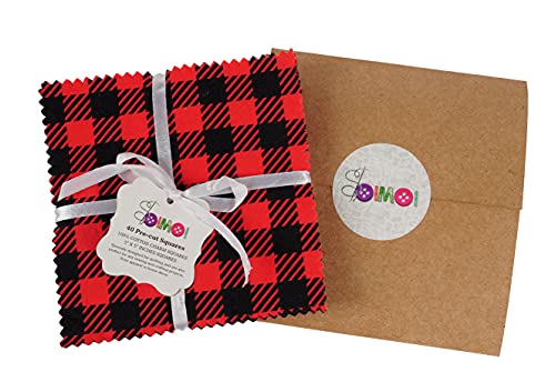 Soimoi Check Print Precut 5-Inch Cotton Fabric Quilting Squares Charm Pack Diy Patchwork Sewing Craft- Red #TOP3