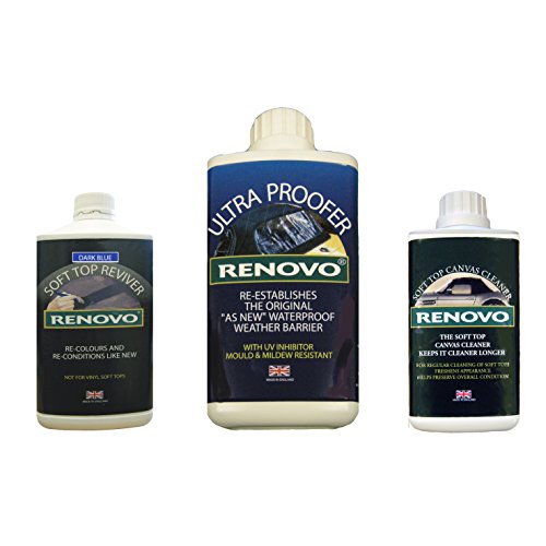 Renovo Kit de Limpieza REN-KIT4 Triple Contiene Suave Superior Reviver/Dulce Ultra Proofer/Suave Superior Azul, Limpiador de Lona