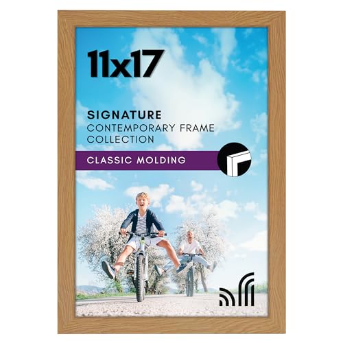 Americanflat 11x17 Picture Frame with Shatter-Resistant Glass - Signature Collection - Gallery-Style Frames Made of Engineered Wood - Photo Frame for Wall Display - Dark Oak by Americanflat - Used condition - US$16.16