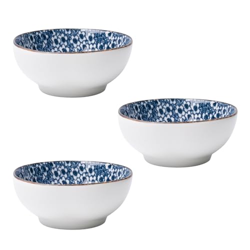 Image of MARKET 99 Heavy-Duty Ceramic Blue Bowl Set of 3 (100ml) | Small Serving Bowls for Chutney, Sauce, Pickles & Chilies | Ideal Serveware for Breakfast, Lunch, Dinner, Parties & Get-Togethers