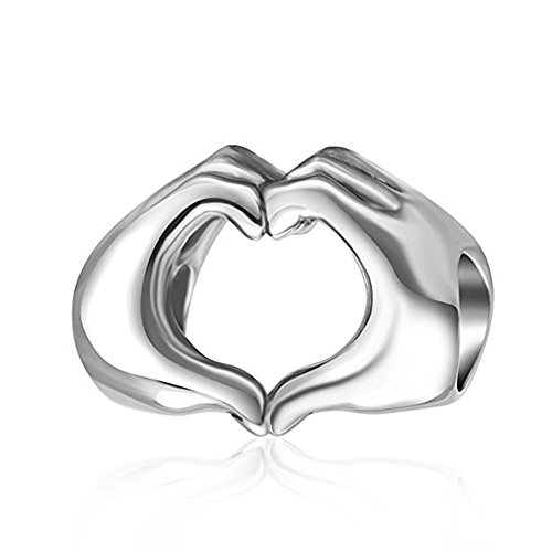 925 Sterling Silver Love Heart Charm in Your Hands Charm Valentine's Day Charm Family Charm for Pandora Charm Bracelet