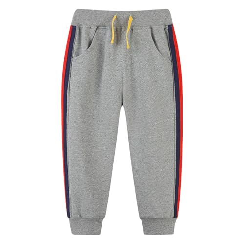 Kids Boys Baggy Cotton Pants Elastic Waist Striped Active Loose Casual Joggers Cool Light Trendy Athletic Pants