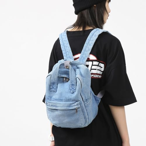 Image of MaxxCloud Vintage Denim Laptop Backpack Casual Canvas Daypack Handbag Purse Lightweight Rucksack Shoulder Bag