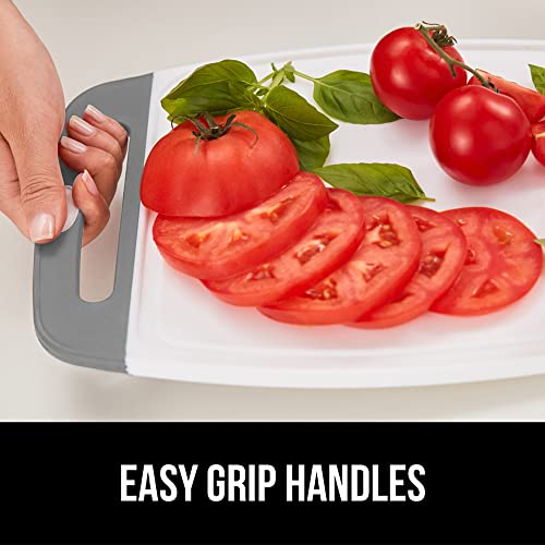 The Original Gorilla Grip Durable Kitchen Cutting Board Set Of 3, Bpa Free, Large Dishwasher Safe Reversible Plastic Boards, Nonslip Handle And Border, Deep Grooves, Chopping Food, Cooking, Gray #TOP7