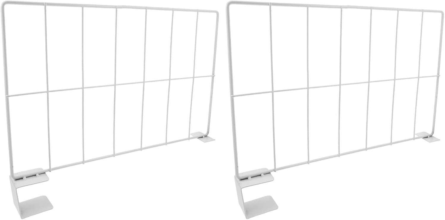 TEHAUX Metal Wire Shelf Dividers Shelf Separators with Grid Design 2pcs Sturdy White to Enhance Storage Efficiency and Save Time for Closet and Pantry Organization in Warehouses