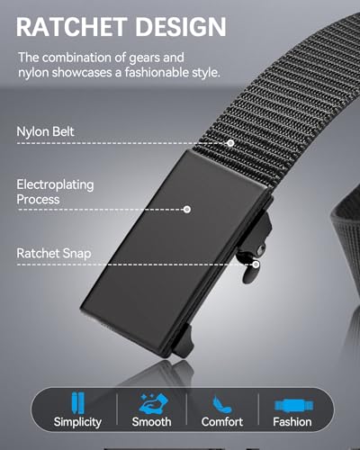 BOSTANTEN Ratchet Web Belt Men, Nylon Golf Adjustable Work Belt for Men with Casual Pants - Image 3