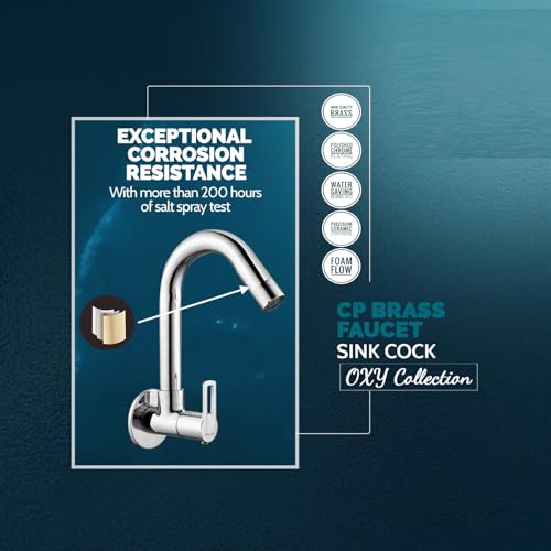 Image of CLINTON Oxy Brass Sink Cock Faucet with Wall Flange