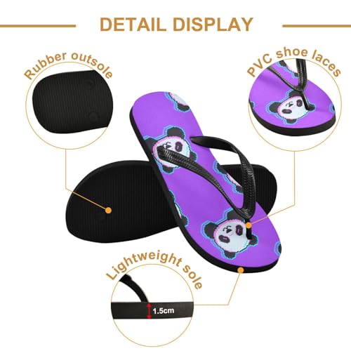 Cute Panda Purple Flip Flop Beach Summer Casual Sandal for Women & Men Shower Shoes 23017402
