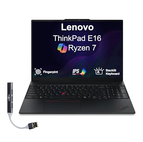 Image of Lenovo ThinkPad E16 Business Laptop 16.0 inch IPS WUXGA Display (AMD Ryzen 7 250, 16GB DDR5, 512GB M.2 PCIe SSD, Integrated Graphics, Backlit KB, Fingerprint, WiFi 6, Win 11 Pro) w /DKZ USB Port Expander