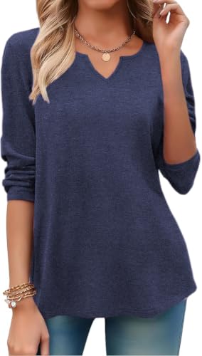 Image of Zeagoo Long Sleeve Shirts for Women Fall Tops Casual V Neck Blouses Tunic
