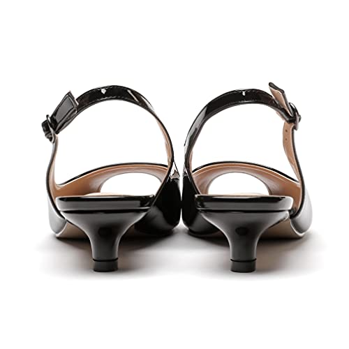 WAYDERNS Women's Peep Toe Patent Leather Ankle Strap Slingback Kitten Heels Low Heel Pumps Evening Work Dress Shoes 1.5 Inch4