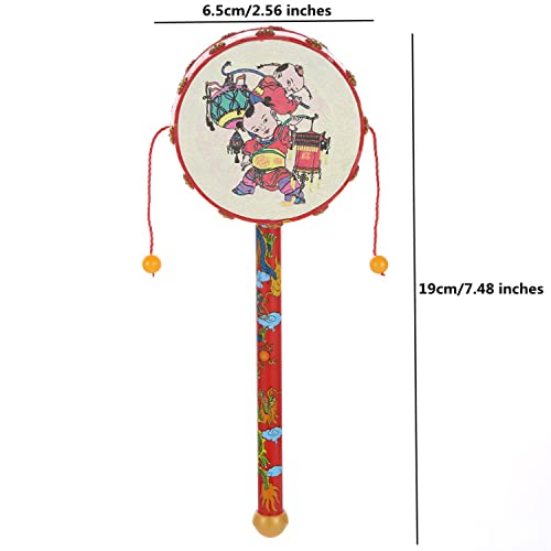 Dzrige Spinning Rattle Drum Hand Bell Drum - Baby Musical Educational Chinese Traditional Percussion Instrument Fun China Tranditonal Toys For Boys And Girls,7.48" X 2.56" #TOP1