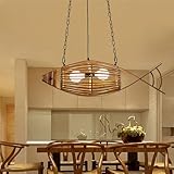 MIXL - Rustic Fish Pendant Light,Hand-Woven Bamboo Hanging Lamp,Adjustable Kitchen Hanging Light,Boho Style Pendant Lamp for Living Room Bedroom