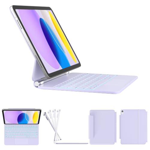 Image of RAYMCRAFT for iPad 11th(A16, 2025) /10th Generation Case with Keyboard, Magic Keyboard 2022, Springy Backlit Keys, Stain-Resistant Surface, Multi-Touch Trackpad, Light Purple