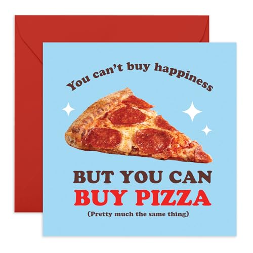 Central 23 Biglietto di auguri Pizza Happiness, perfetto per aggiungere un tocco di gioia a ogni occasione, ideale per gli amanti della pizza e per dare un tocco divertente e delizioso alla loro
