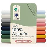 Laleni Sábana Bajera 100x115 cm Corralito - sábana Bajera Hexagonal certificada Oeko-Tex - Funda corralito de algodón - sábana Bajera corralito 100x115 - para Alfombra corralito en Verde