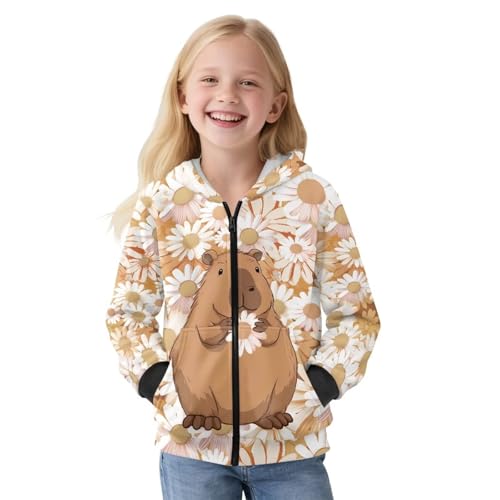 Suobstales Hoodies for Girls Kids Fleece Zip Up Hooded Sweatshirts Lightweight Hoody Jackets Coat with Pocket for 6-16 Years