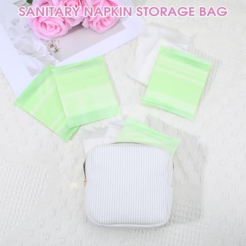 Image of Xinjoduz 1 PCS Menstrual Bags for Teen Girls, Mini Corduroy Travel Period Bag for Sanitary Napkin Storage Portable Makeup Pouch with Zipper Feminine Pad Bags Tampon Holder for Women Purse(White)