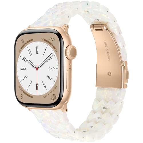 Bracelet résine de qualité supérieure pour iWatch blanc élégant poli