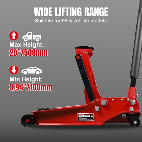 Image of Big RED Hydraulic Low Profile Service /Floor Jack with Dual Piston Quick Lift Pump, 4 Ton (8,000 lb.) Capacity