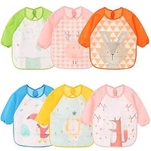 NOVAGO Slabbetje, waterbestendig, lange mouwen, essenschort, speelschort, schilderschort voor kinderen van 6 tot 36 maanden