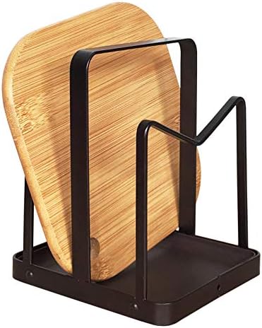 Pot Lid Holder Cutting Board Drain Rack Countertop Storage Shelf(Black)