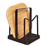 Pot Lid Holder Cutting Board Drain Rack Countertop Storage Shelf(Black)