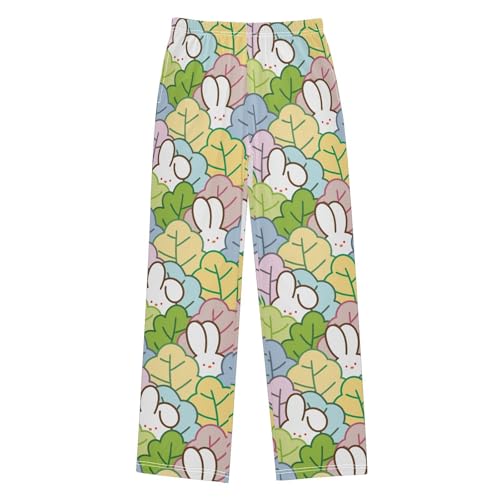 ZZXXB Bunny Carrot Leaves Boys Long Pants Soft Trousers Elastic Waist Kids Lounge Bottoms with Pockets S-XL