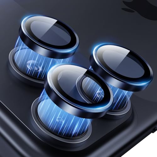 Hoerrye for iPhone 17 Pro Max/17 Pro Camera Lens Protector - [Top 9H+ Tempered Glass - 12FT Military Grade] HD Invisible Fit Camera Screen Protector Cover Accessories Case Friendly,Deep Blue